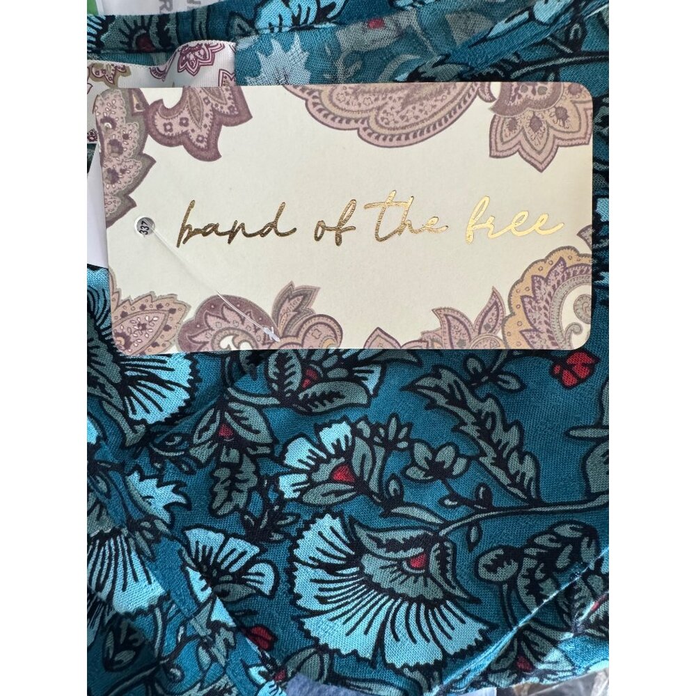 NWT Band of the Free XS Bohemian Long Sleeve Maxi Dress Teal Floral Print - Picture 6 of 13
